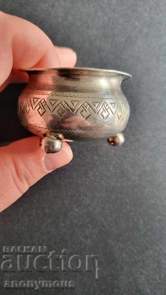 Ρωσική, αυτοκρατορική ασημένια αλατιέρα, πολλές σημάνσεις