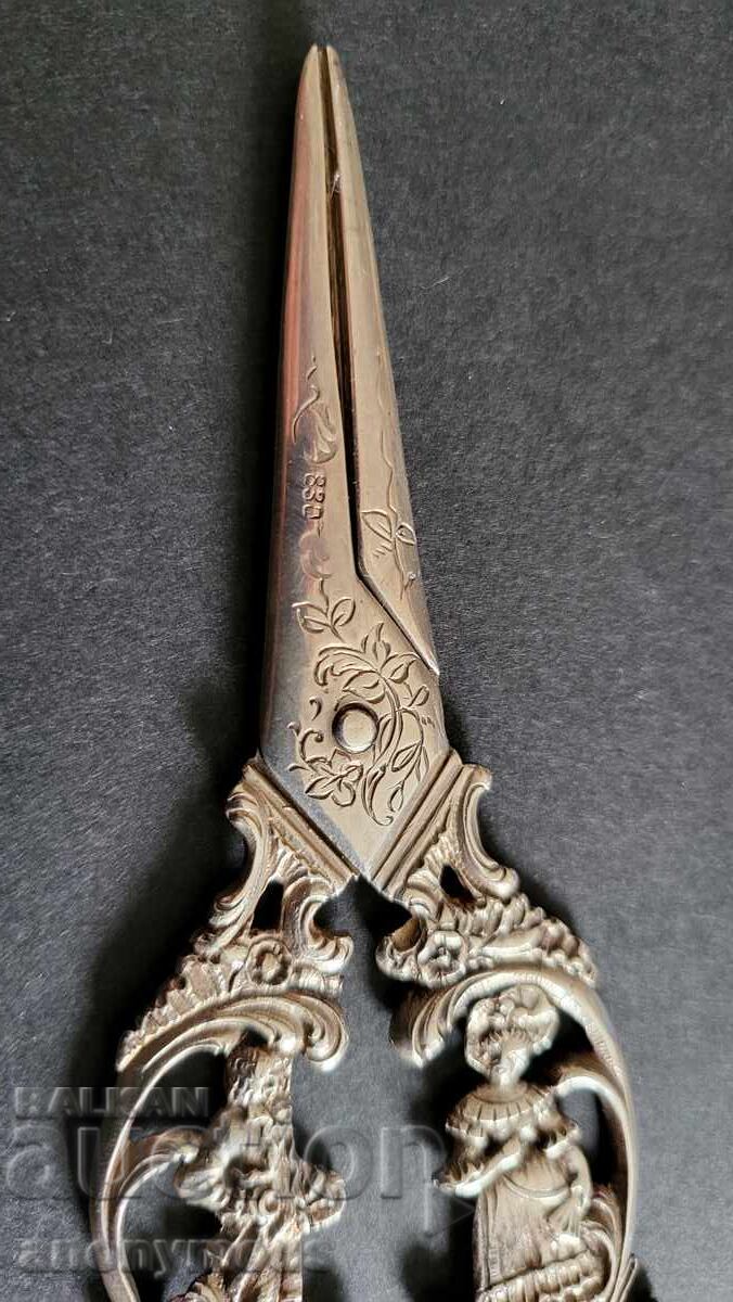 Auction Swedish beautiful scissors silver with markings Auction Swedish beautiful scissors silver with markings