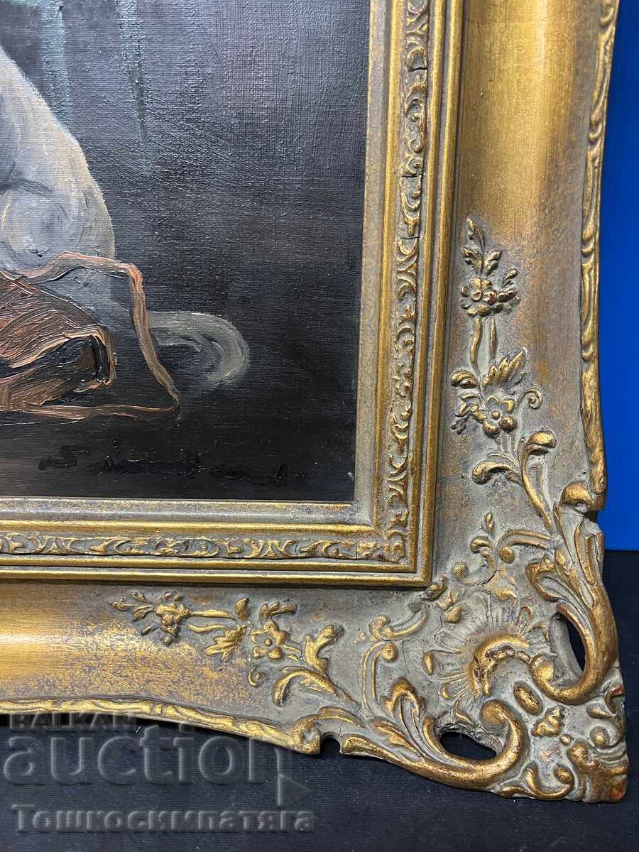 Картина на платно с маслени бои-“Стария ловец”. с цена 350.00 лв. | € 178.95