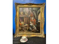 Картина на платно с маслени бои-“Стария ловец”.