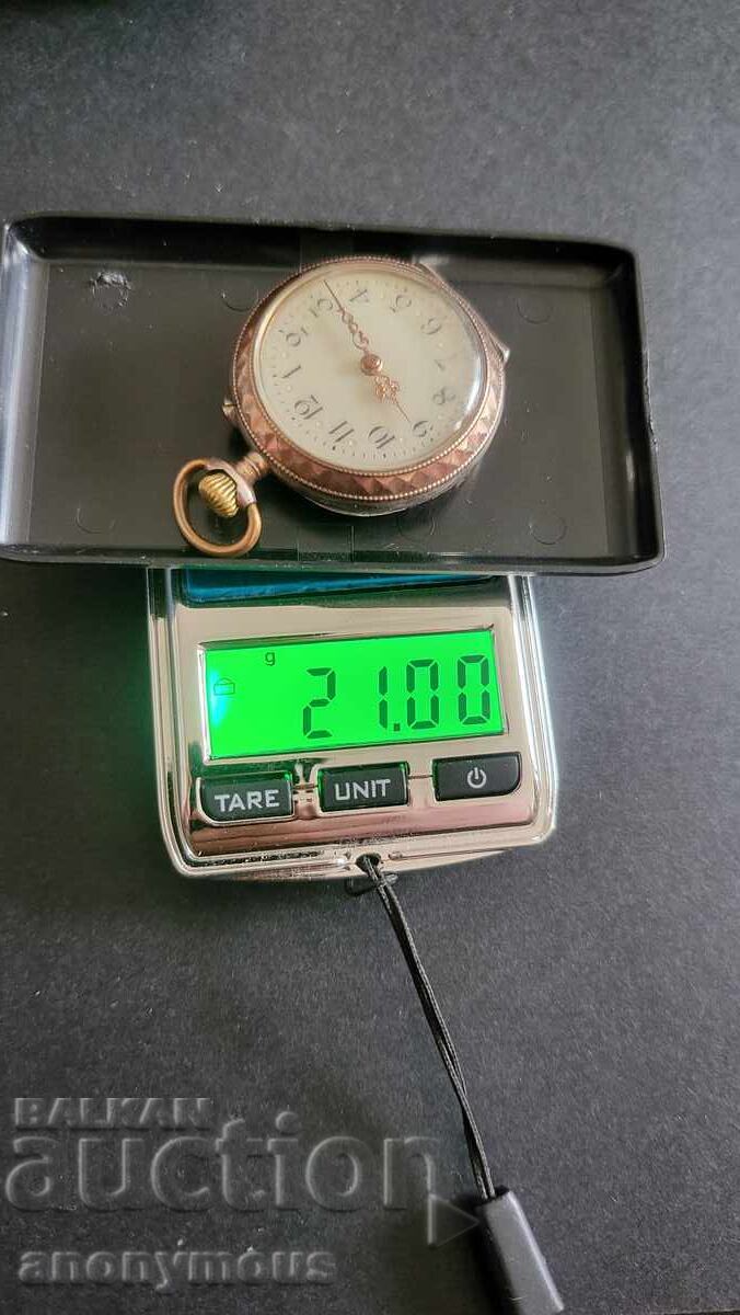 Стар сребърен джобен часовник Швейцария с кутия - 6