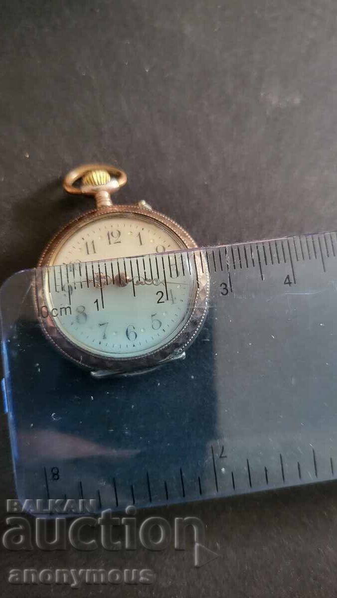 Стар сребърен джобен часовник Швейцария с кутия - 7
