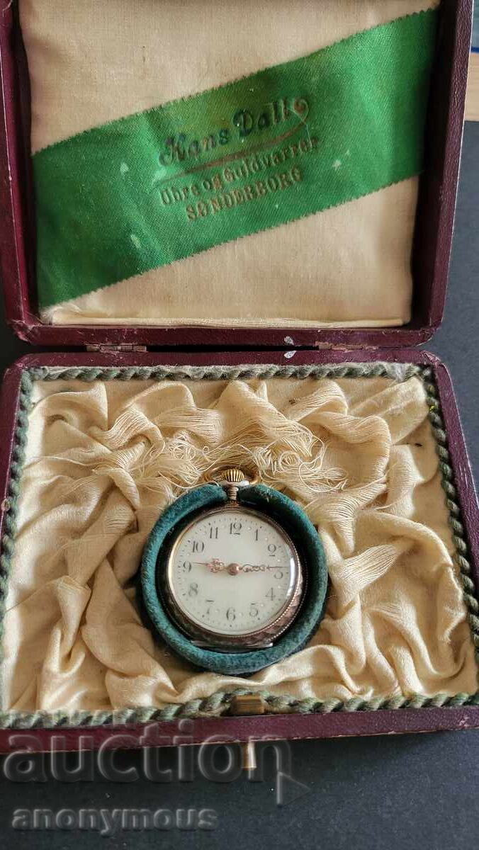 Стар сребърен джобен часовник Швейцария с кутия