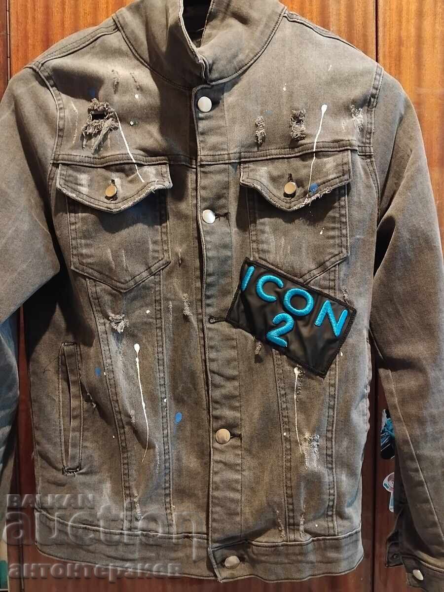 IGA brand denim jacket, faded look, and ICO patch with price 5.00 BGN | € 2.56