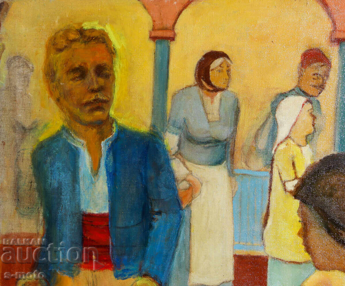 Auction Abstract oil painting, figurative composition Auction Abstract oil painting, figurative composition