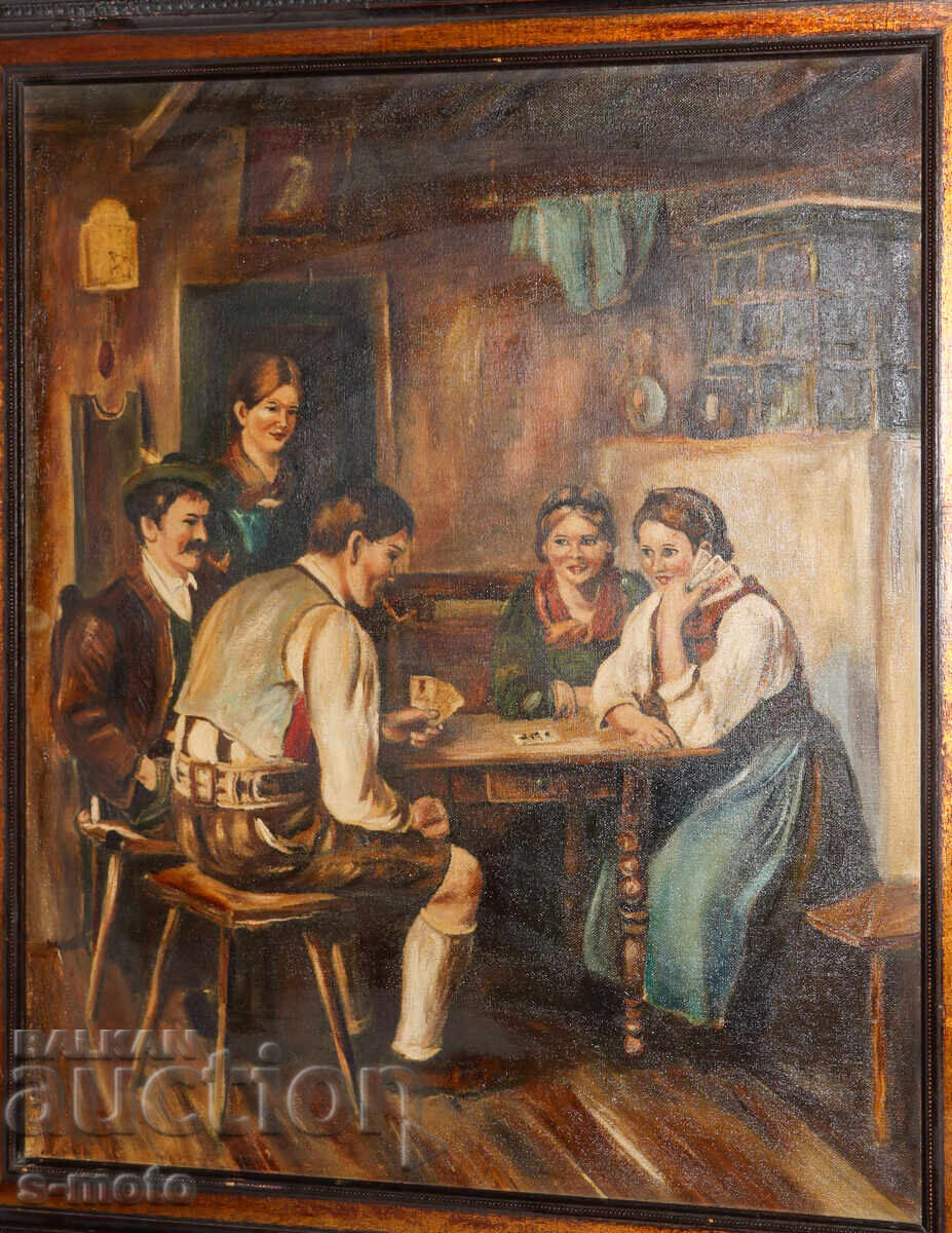 Licitație Tablou ulei compoziție figurativă