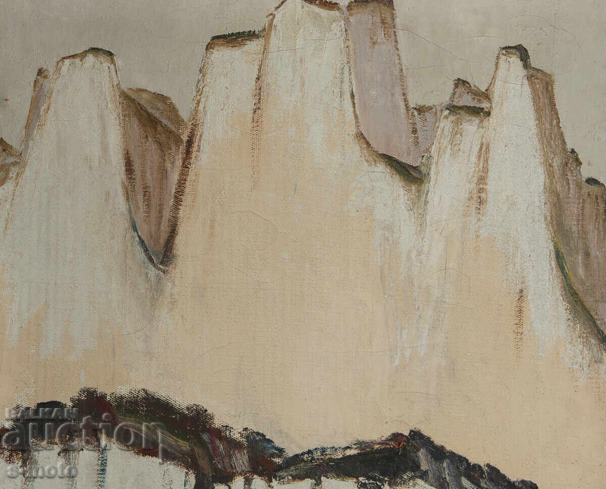 Old oil painting mountain landscape - 5