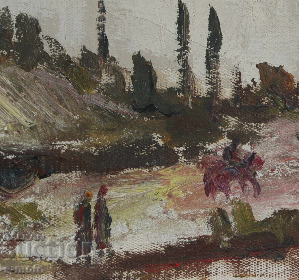 Old oil painting mountain landscape - 6
