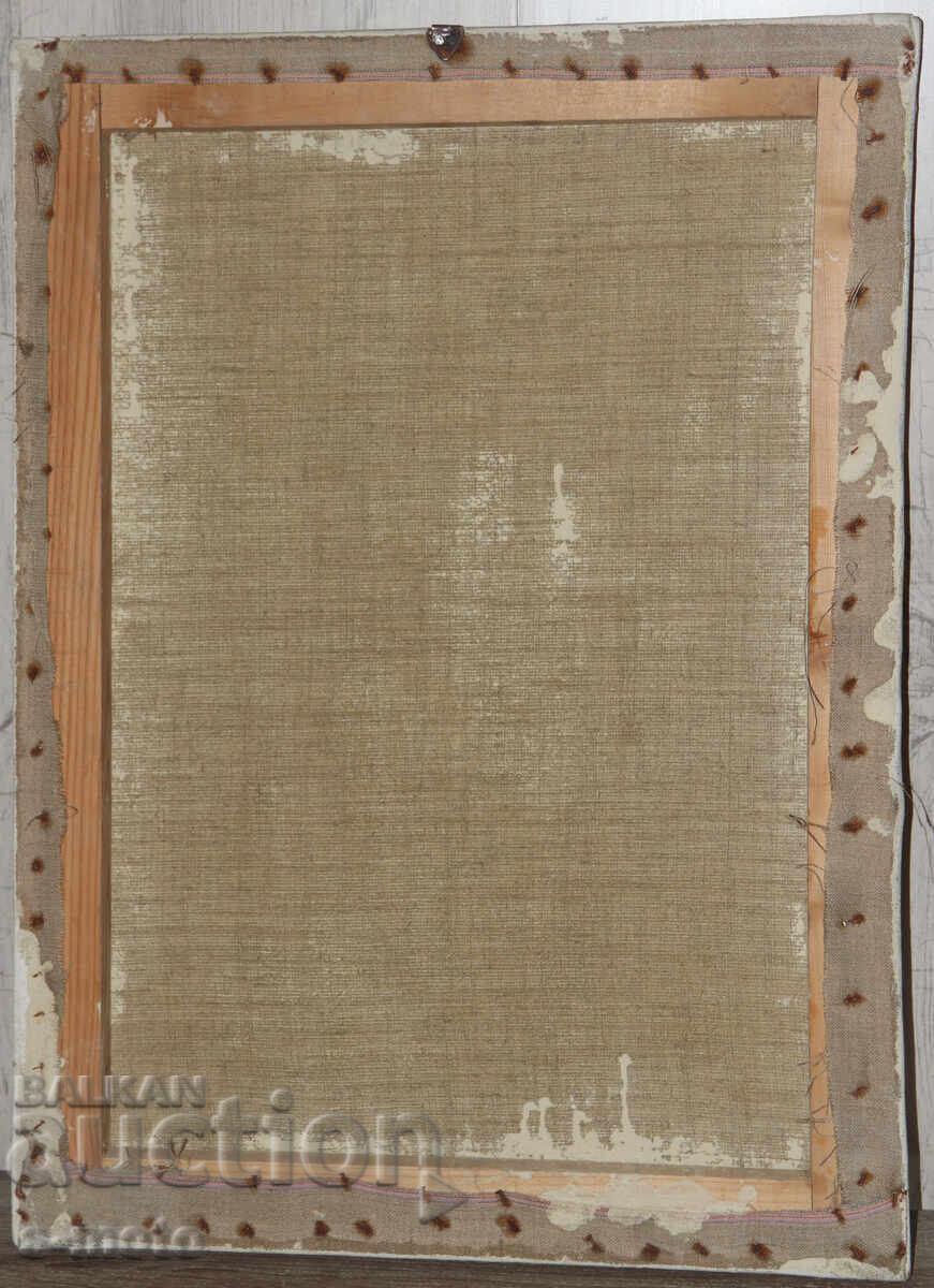 Old oil painting landscape fishing boats - 7