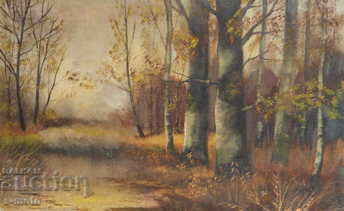 Δημοπρασία Παλαιό ελαιογραφία δασικού τοπίου