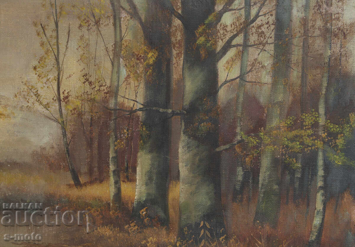 Παλαιό ελαιογραφία δασικού τοπίου - 5