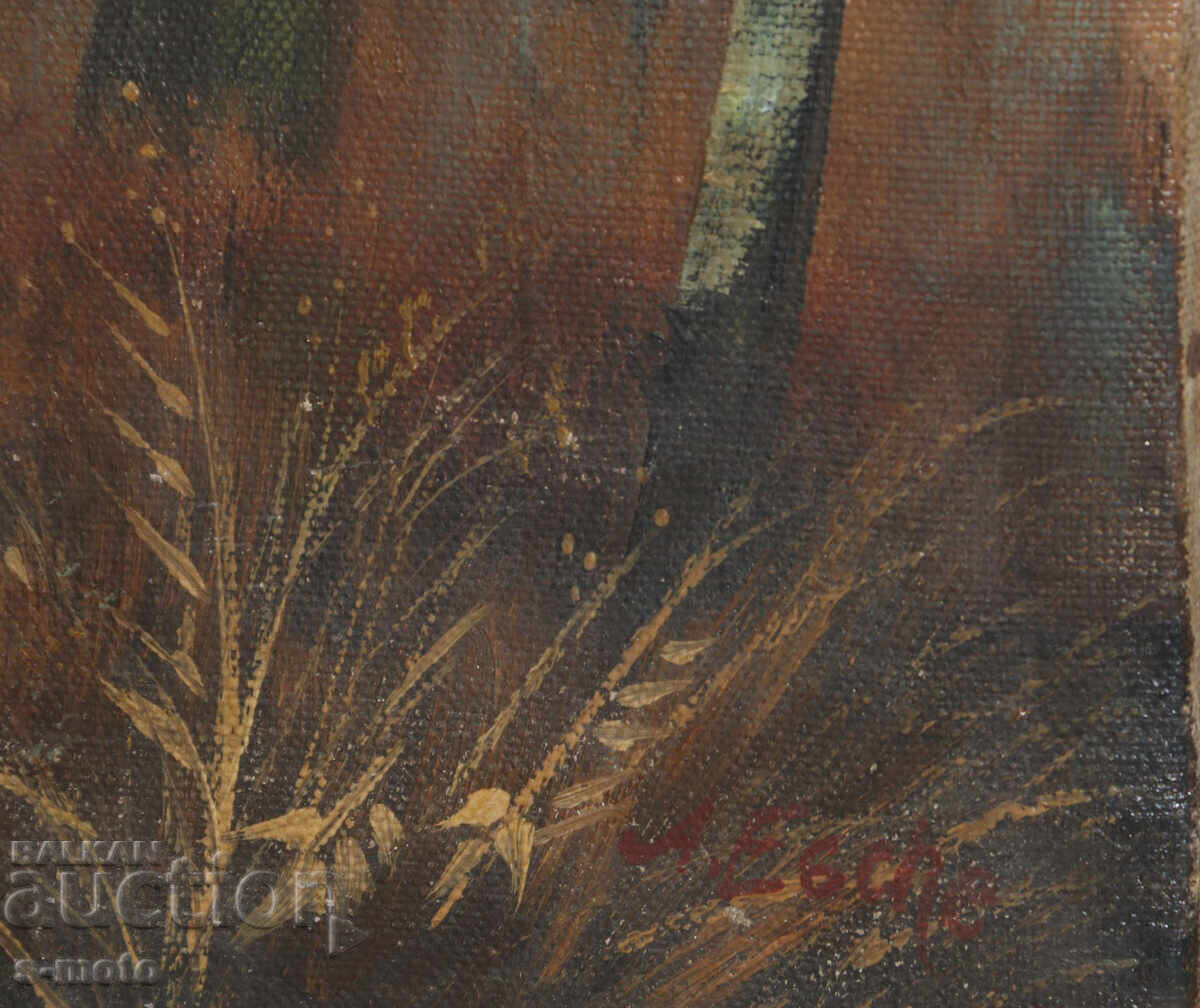 Παλαιό ελαιογραφία δασικού τοπίου - 6