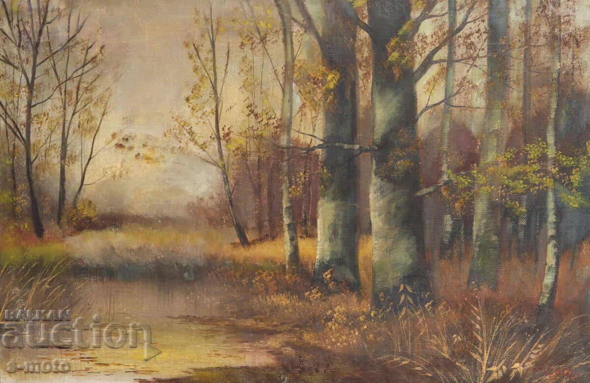 Παλαιό ελαιογραφία δασικού τοπίου