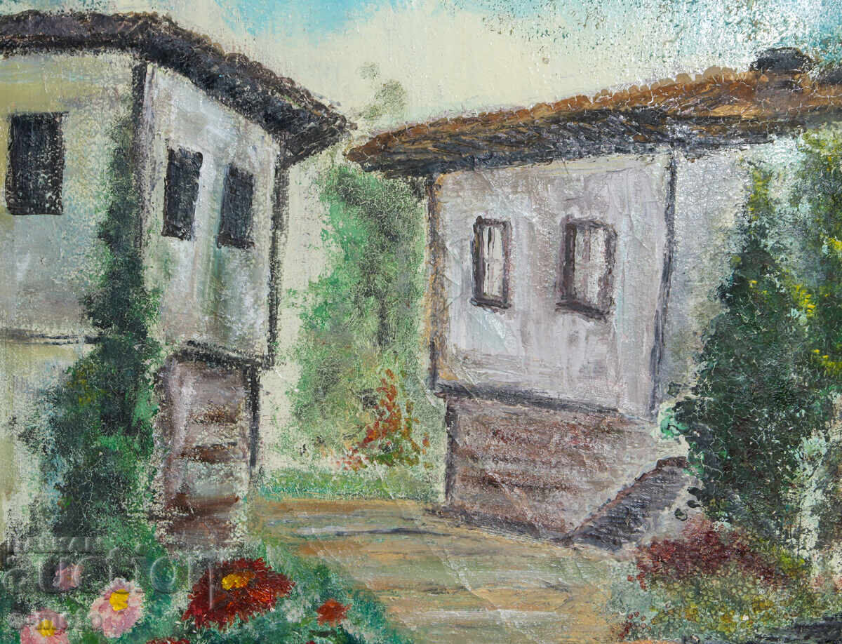 Παλιός ελαιογραφία αγροτικό τοπίο με τιμή 380.00 BGN | € 194.29