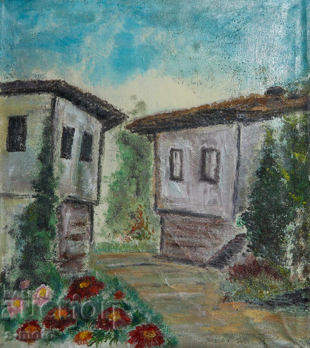 Παράδοση Παλιός ελαιογραφία αγροτικό τοπίο