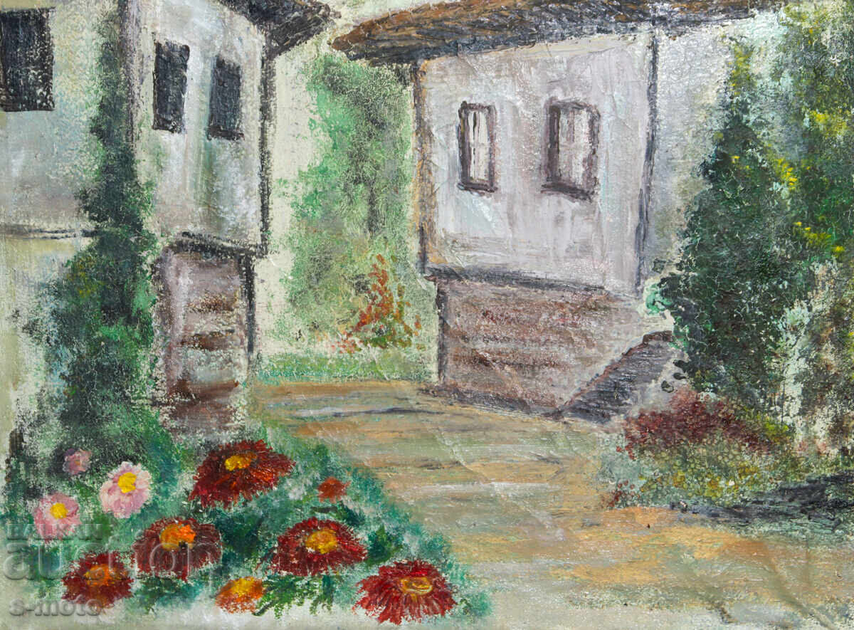 Παλιός ελαιογραφία αγροτικό τοπίο - 7