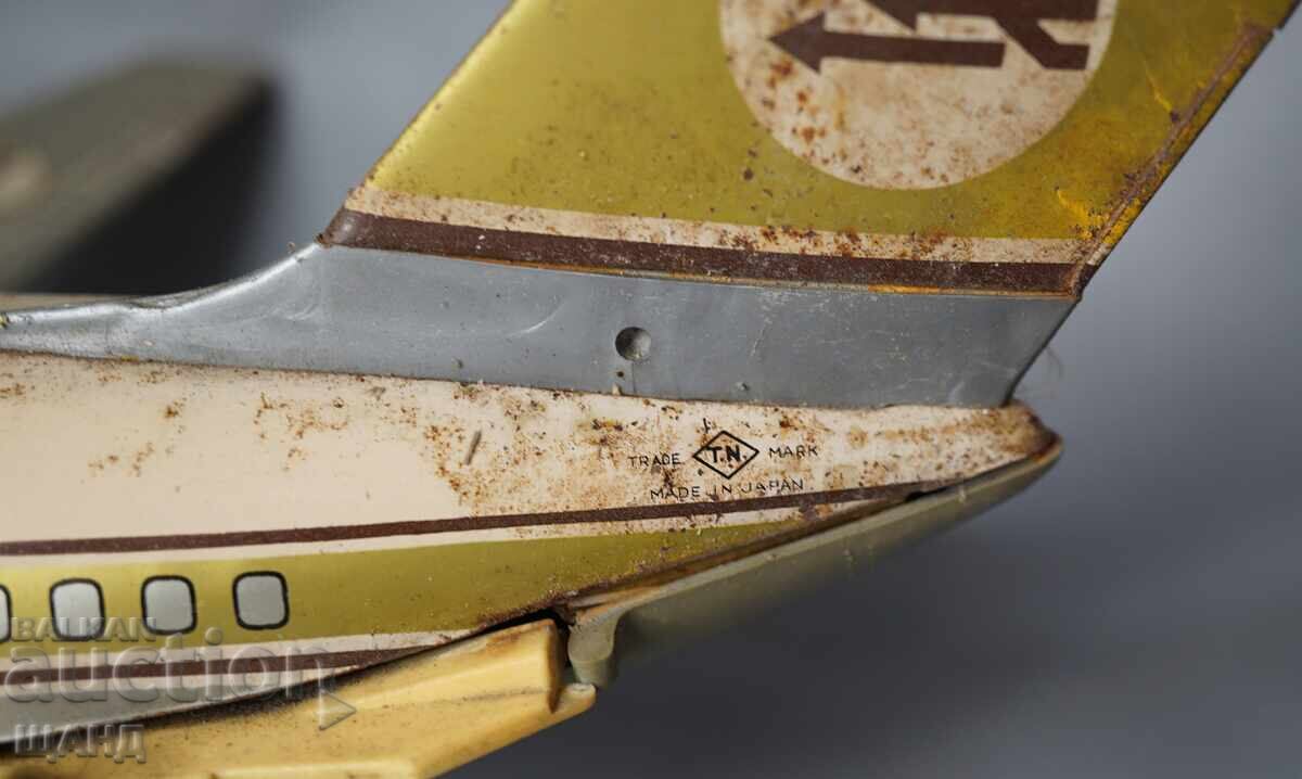 Παράδοση ΛΙΒΥΚΗ ΑΕΡΟΠΟΡΙΚΗ ΓΡΑΜΜΗ Παλιό Ιαπωνικό μεταλλικό παιχνίδι μοντέλο αεροπλάνου