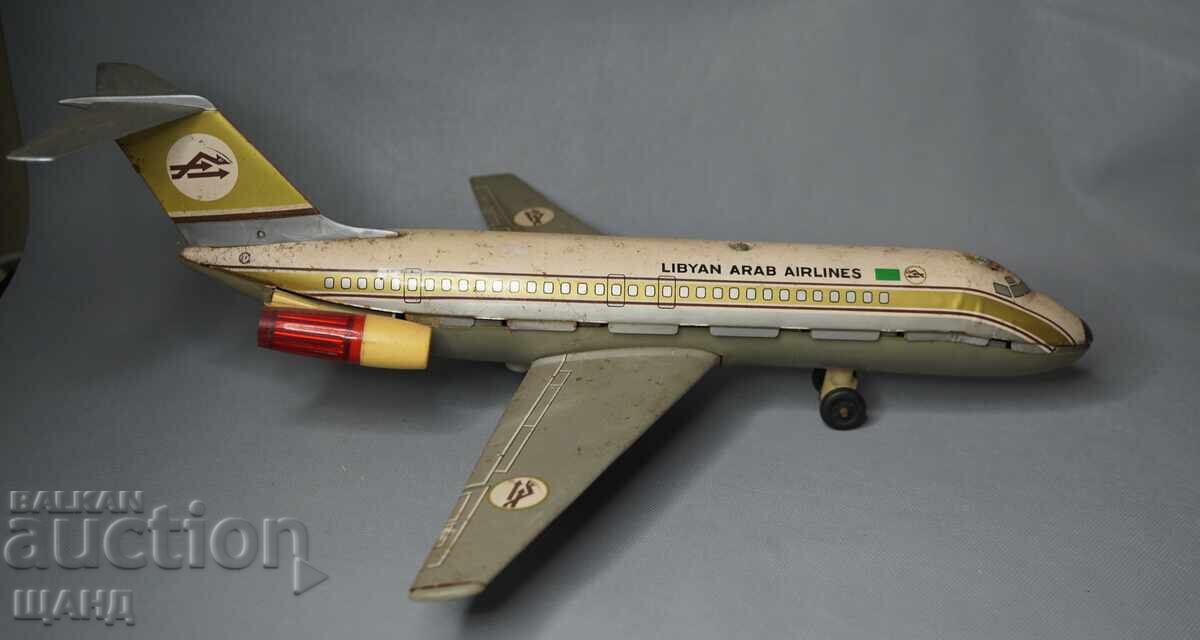 ΛΙΒΥΚΗ ΑΕΡΟΠΟΡΙΚΗ ΓΡΑΜΜΗ Παλιό Ιαπωνικό μεταλλικό παιχνίδι μοντέλο αεροπλάνου