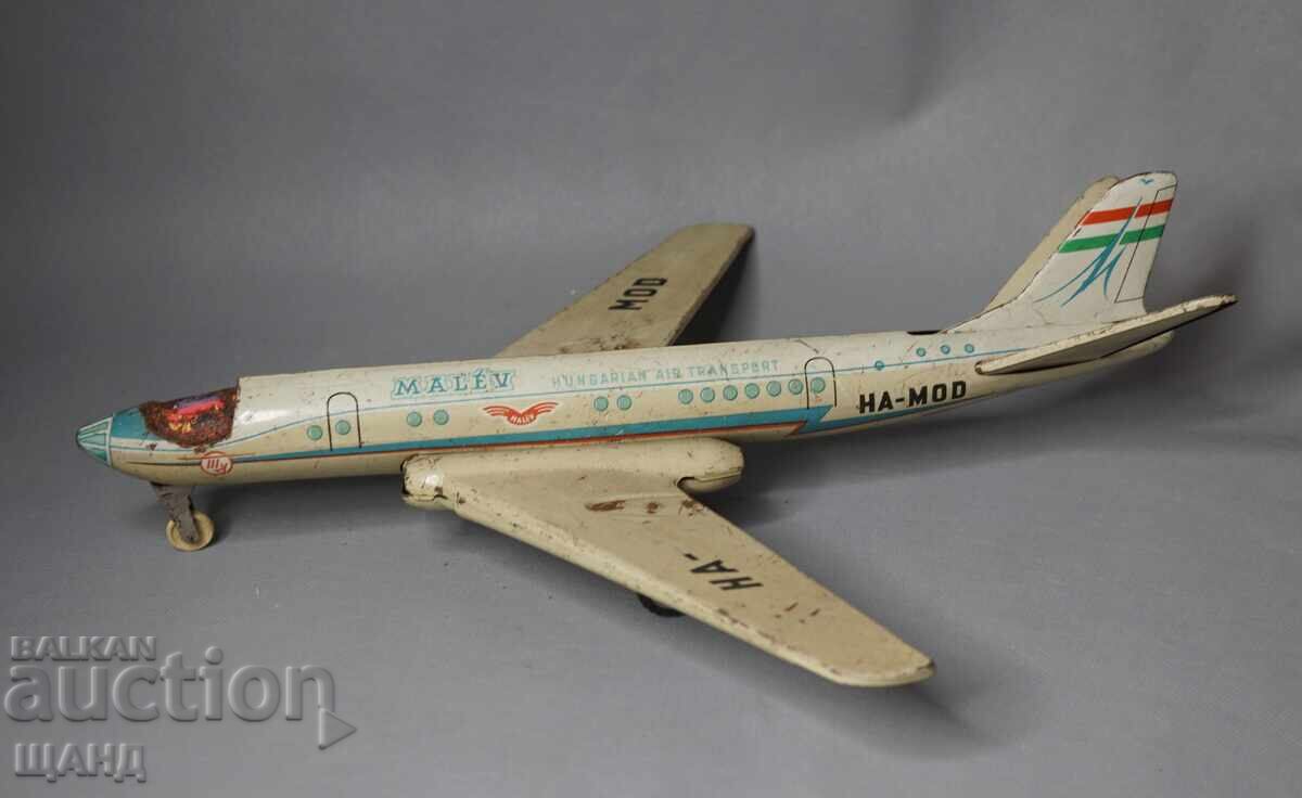 TU 104 MALEV Παλιό Ουγγρικό μεταλλικό παιχνίδι μοντέλο αεροπλάνου