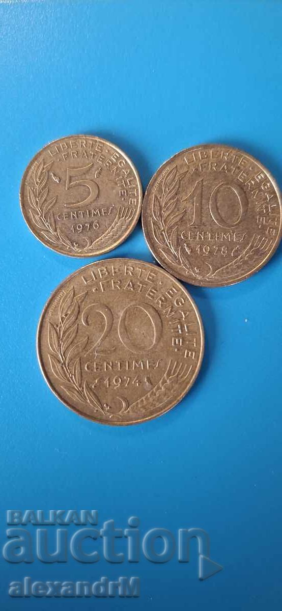 France 5, 10, 20 centimes Fifth Republic France 5, 10, 20 centimes Fifth Republic