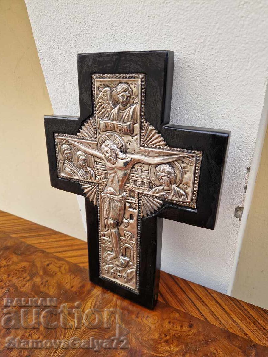 Εξαιρετική αντίκα ασημένια εικόνα σταυρός πιστοποιητικό - 5
