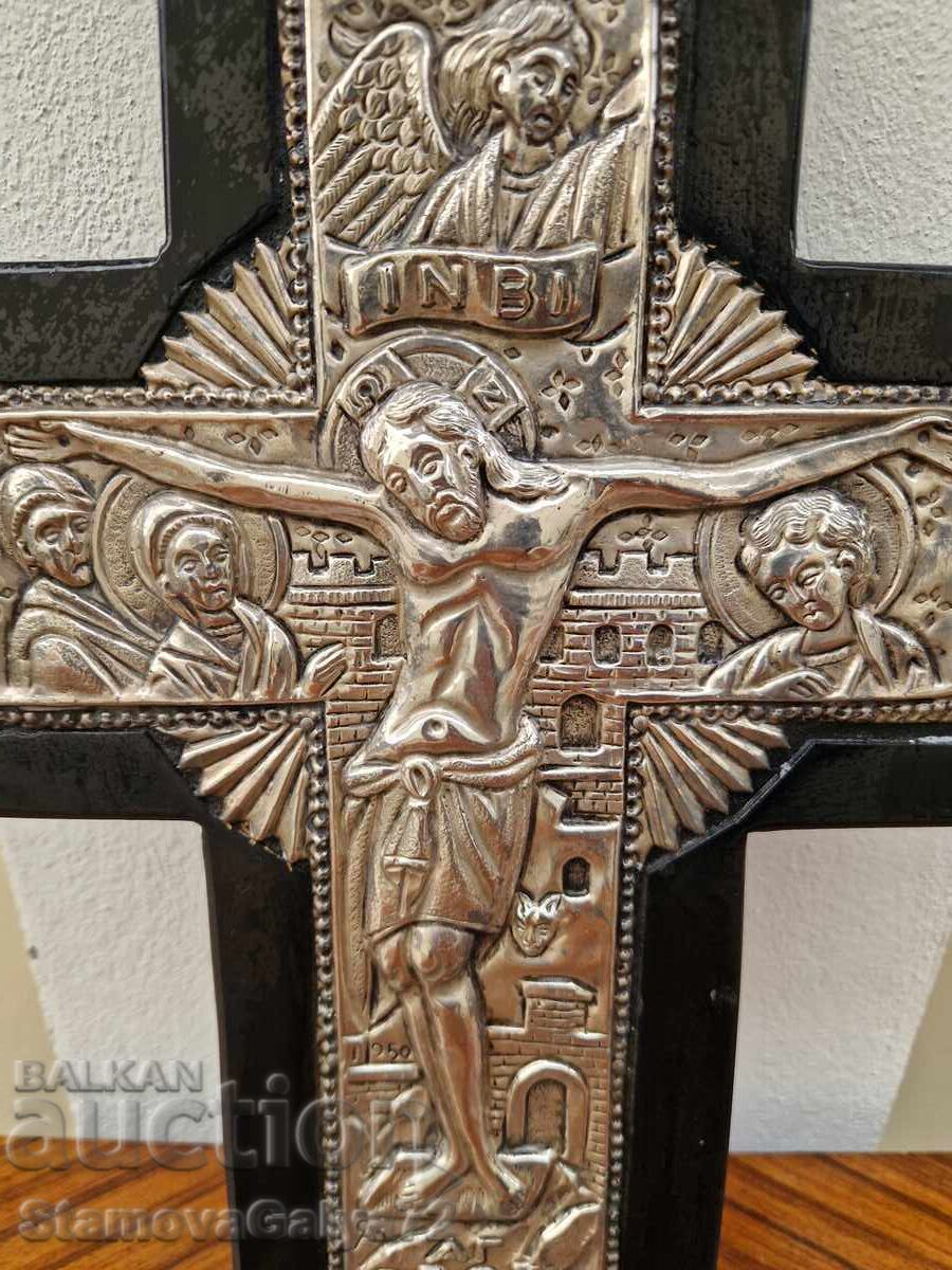 Εξαιρετική αντίκα ασημένια εικόνα σταυρός πιστοποιητικό - 6