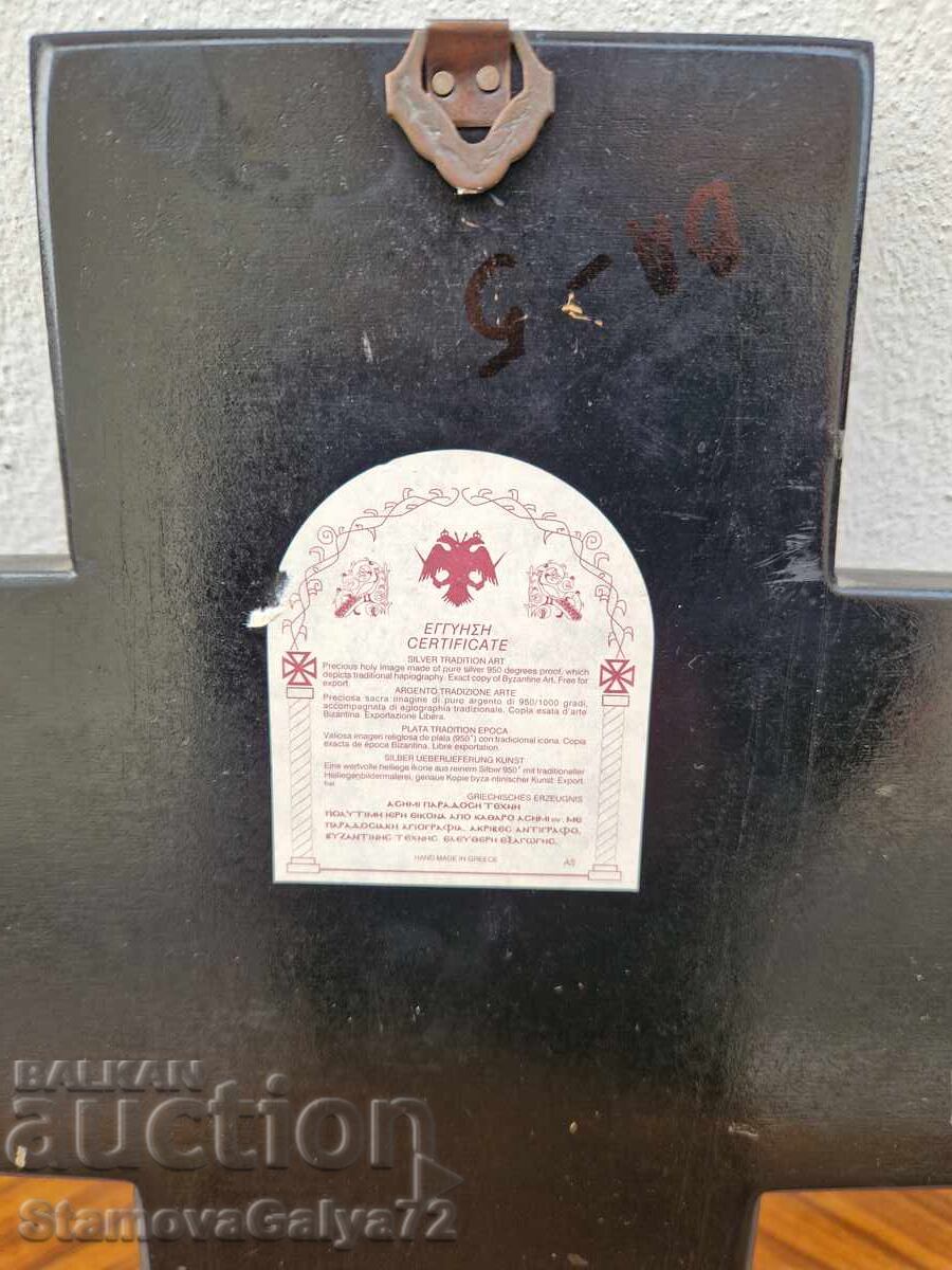 Εξαιρετική αντίκα ασημένια εικόνα σταυρός πιστοποιητικό - 7