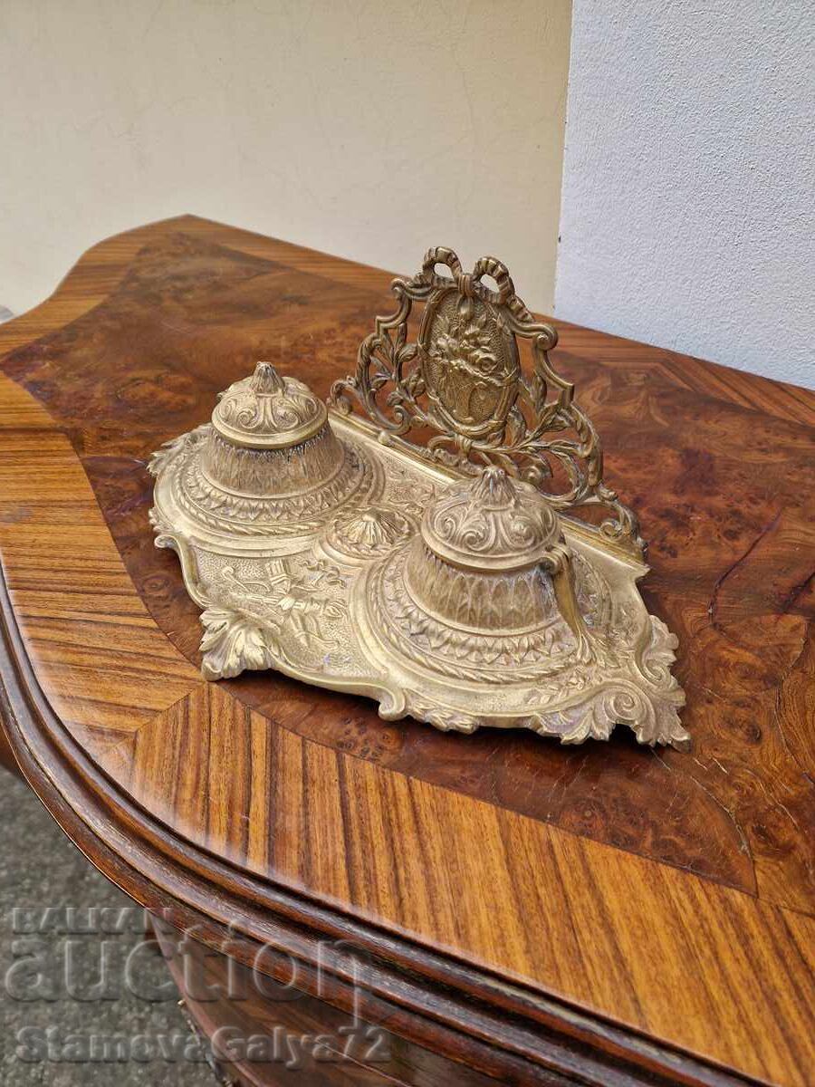 Прекрасна антикварна колекционерска английска бронзова масти - 5