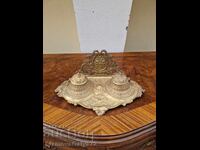 Υπέροχη αντίκα συλλεκτική αγγλική μπρούτζινη μελανοδοχείο