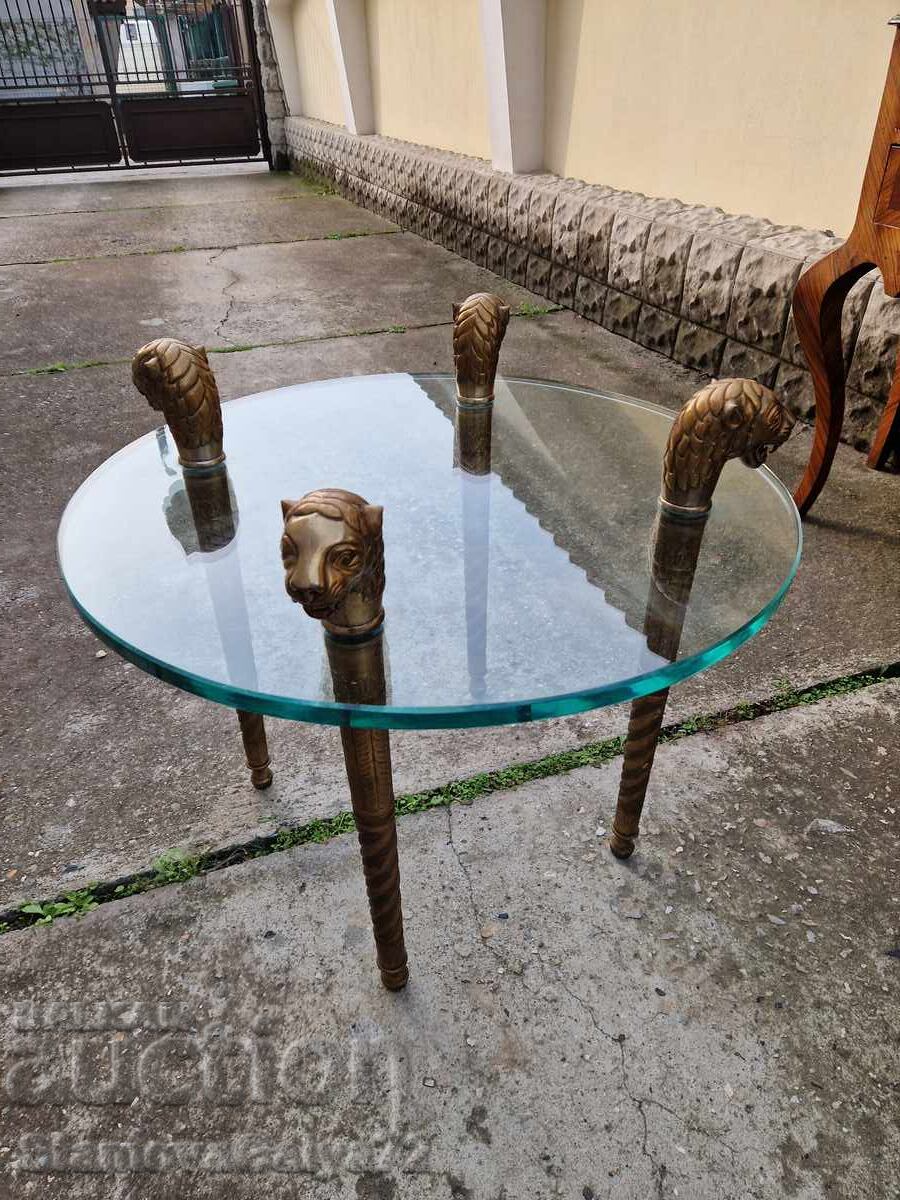 Unique Antique French Table Bronze Glass - 6