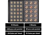 Elegant binder for 300 coins with 14 pages, black /c