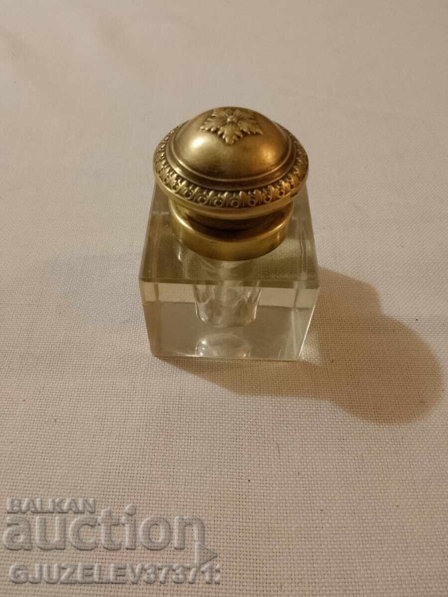 Μελανωτήριο κρυστάλλινο γυαλί ορείχαλκος 19ος αιώνας