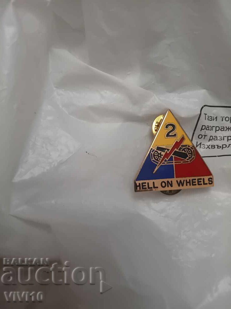 Military badge, enamel, Gold plating, America