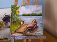 Ελαιογραφία - Τοπίο - Βάρκα στην ακτή - Αντώνης Ιορδάνωφ