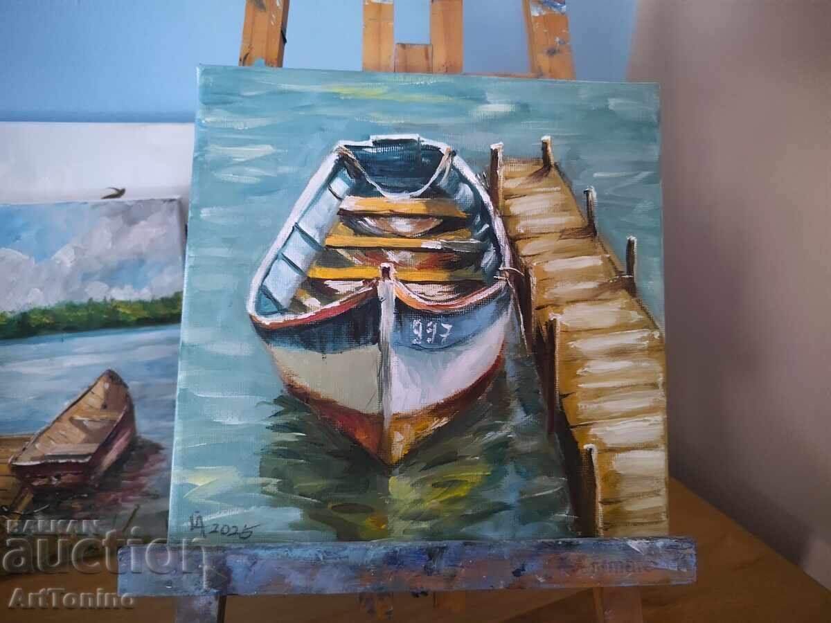 Маслена картина -Пейзаж - Лодка - Антон Йорданов с цена 0.01 лв. | € 0.01 Маслена картина -Пейзаж - Лодка - Антон Йорданов с цена 0.01 лв. | € 0.01