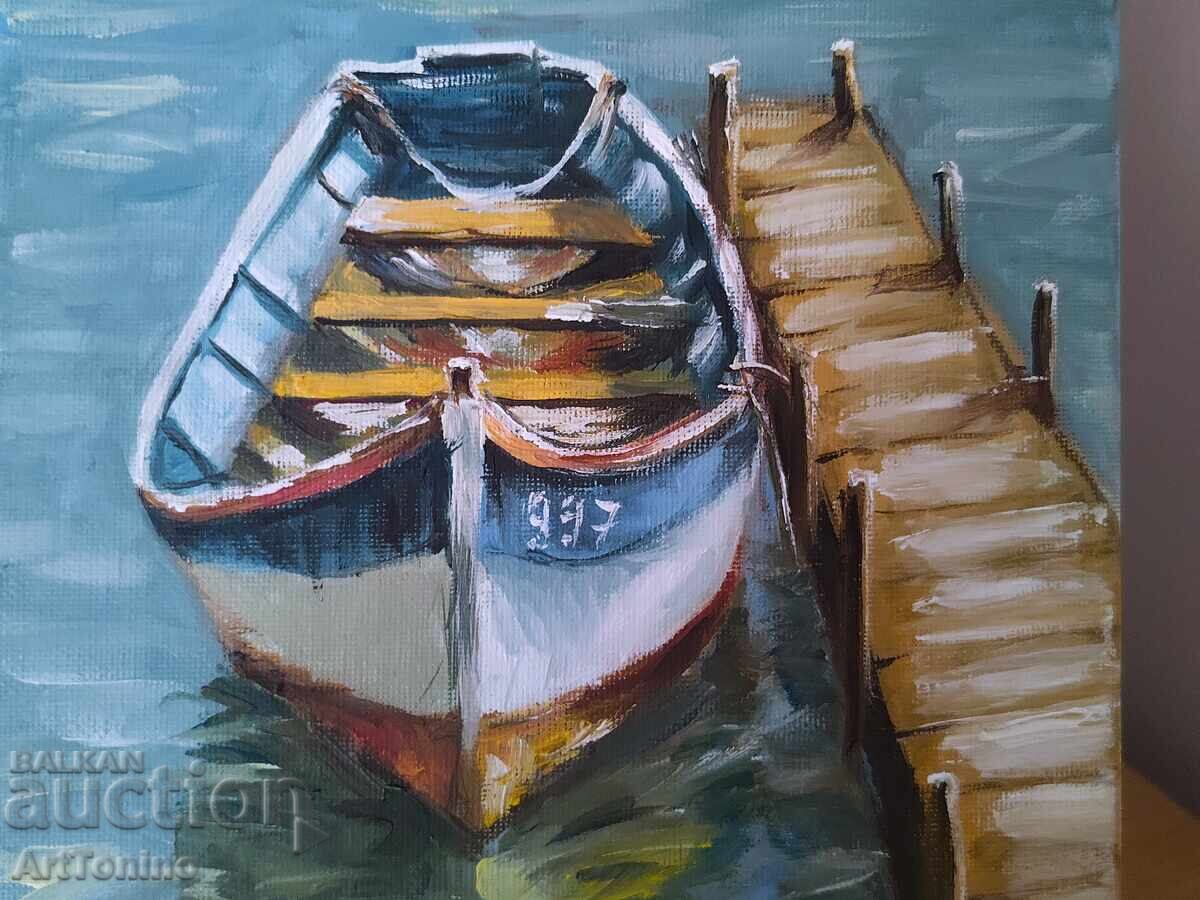 Аукцион Маслена картина -Пейзаж - Лодка - Антон Йорданов Аукцион Маслена картина -Пейзаж - Лодка - Антон Йорданов