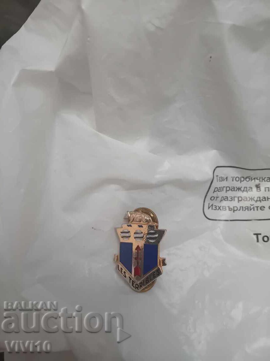 Военна значка, емаил,  Позлата,Америка
