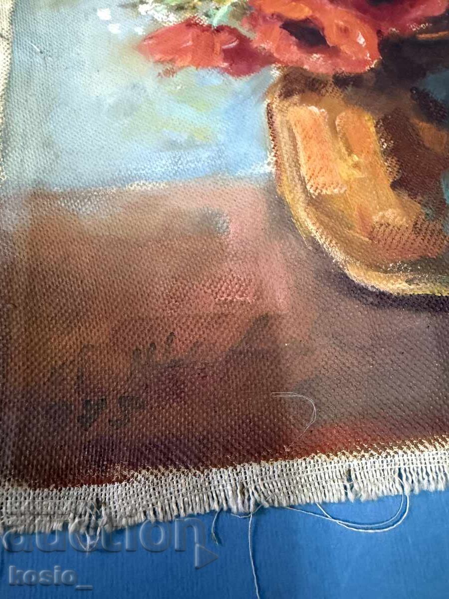 Έργο ζωγραφικής με λάδι σε καμβά, λουλούδια με τιμή 100.00 BGN | € 51.13