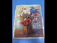 Έργο ζωγραφικής με λάδι σε καμβά, λουλούδια