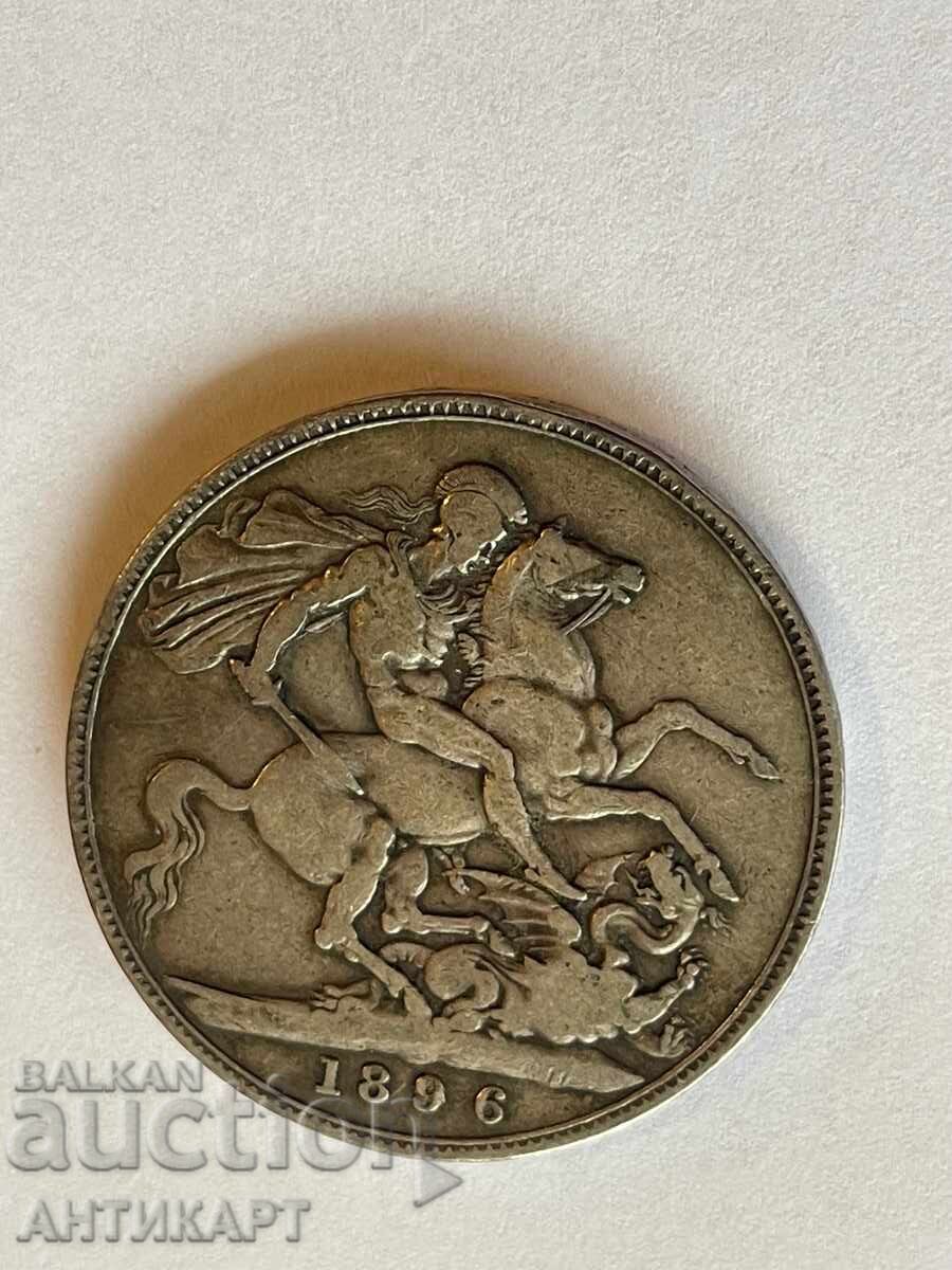 #1 England Victoria Silver Coin Crown 1896 Silver