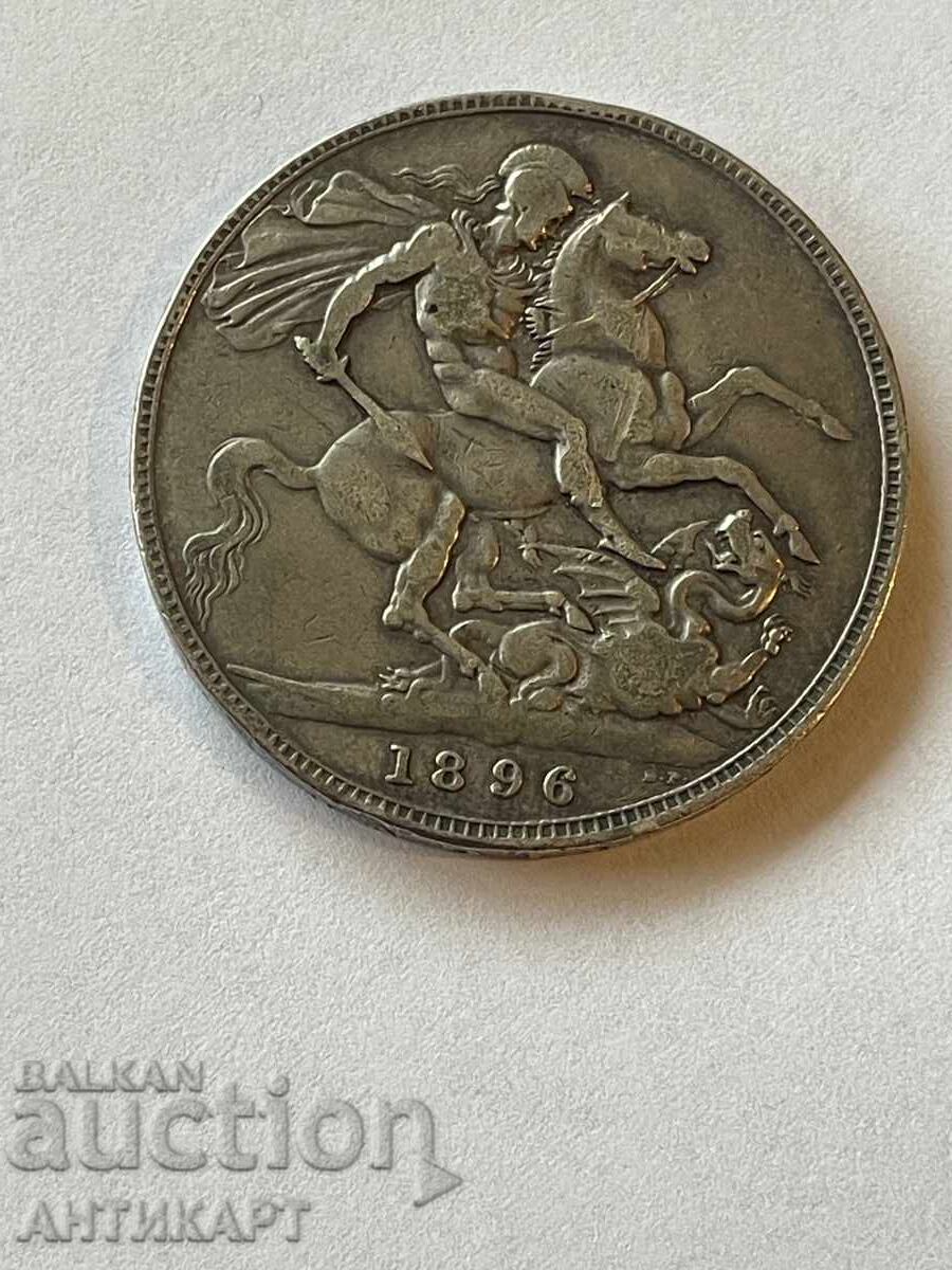 #2 England Victoria Silver Coin Crown 1896 Silver