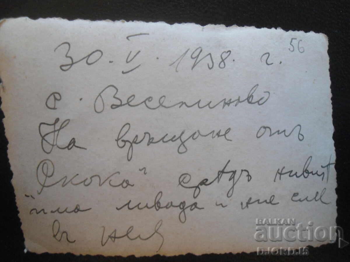 c. Veselinovo, May 30, 1938, On the way back from "Skoka" with price 1.00 BGN | € 0.51