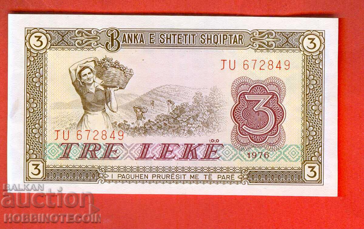 ALBANIA 3 Lekë issue 1976 NEW UNC JU