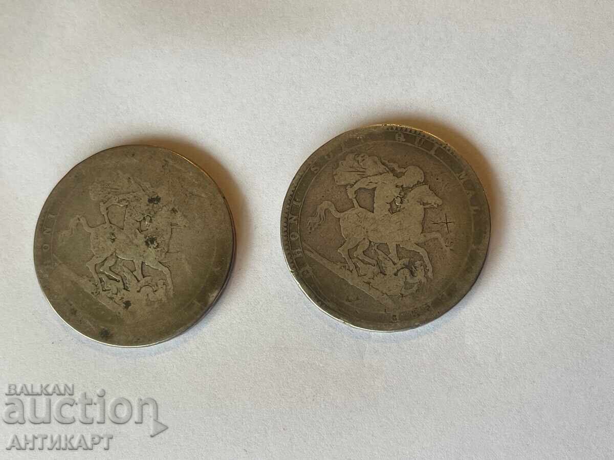 England George III 2 silver coin crown 1818-1820