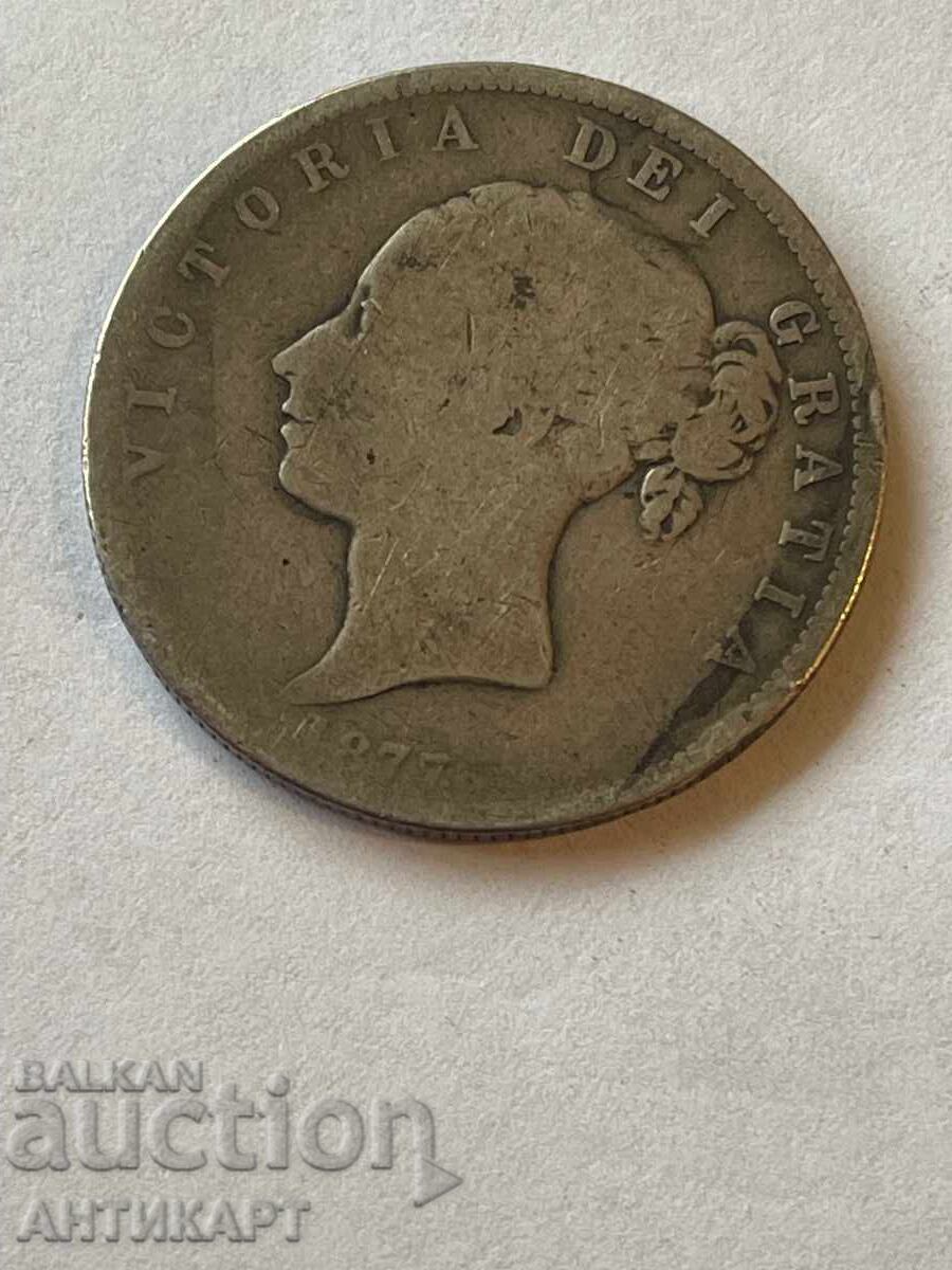 England Victoria silver coin half crown 1877 silver