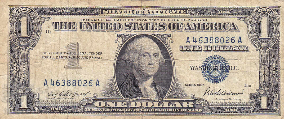 tino37- ΗΠΑ /USA/- 1 ΔΟΛΑΡΙΟ -/SILVER CERTIFICATE/ - 1957 με τιμή 13.80 BGN | € 7.06 tino37- ΗΠΑ /USA/- 1 ΔΟΛΑΡΙΟ -/SILVER CERTIFICATE/ - 1957 με τιμή 13.80 BGN | € 7.06