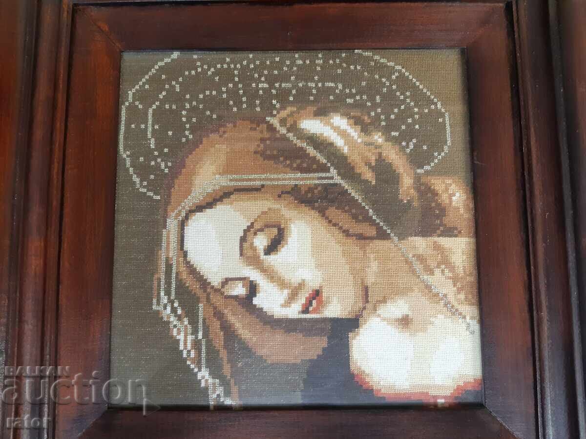 Old hand-stitched tapestry THE WEEPING MADONNA with price 77.99 BGN | € 39.88
