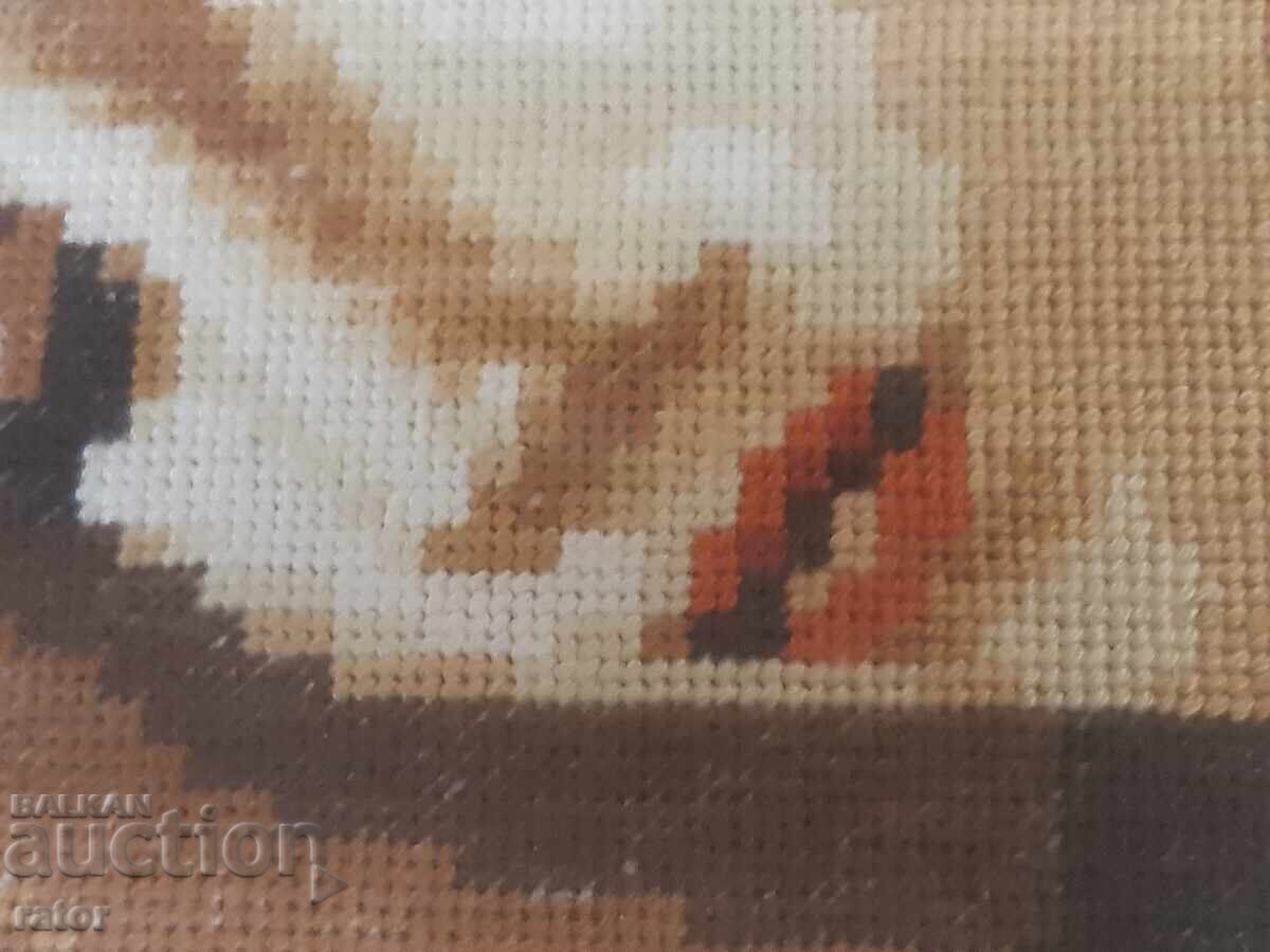 Old hand-stitched tapestry THE WEEPING MADONNA - 5