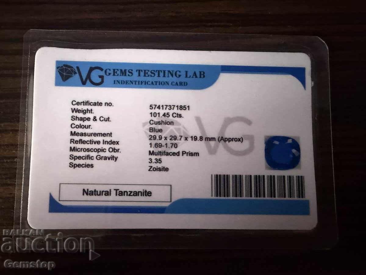 BZTs! 101.45 ct Natural Tanzanite Cushion Cut Certified VGTL from 1st! - 5