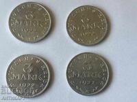 Germany 4 pieces of 3 mark coins 1922 aluminum